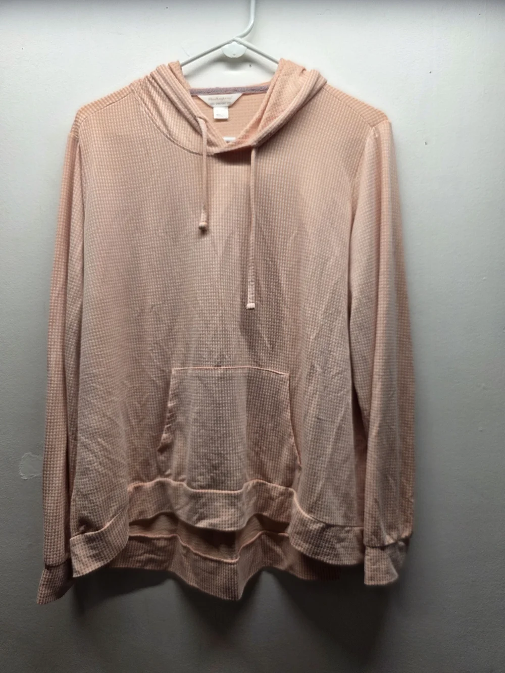 Weatherproof Vintage Peach Gingham Hooded Top